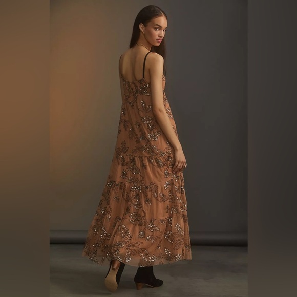 NO LONGER AVAILABLE - DO NOT BUY Anthropologie Brown Floral Midi Dress - Picture 3 of 13